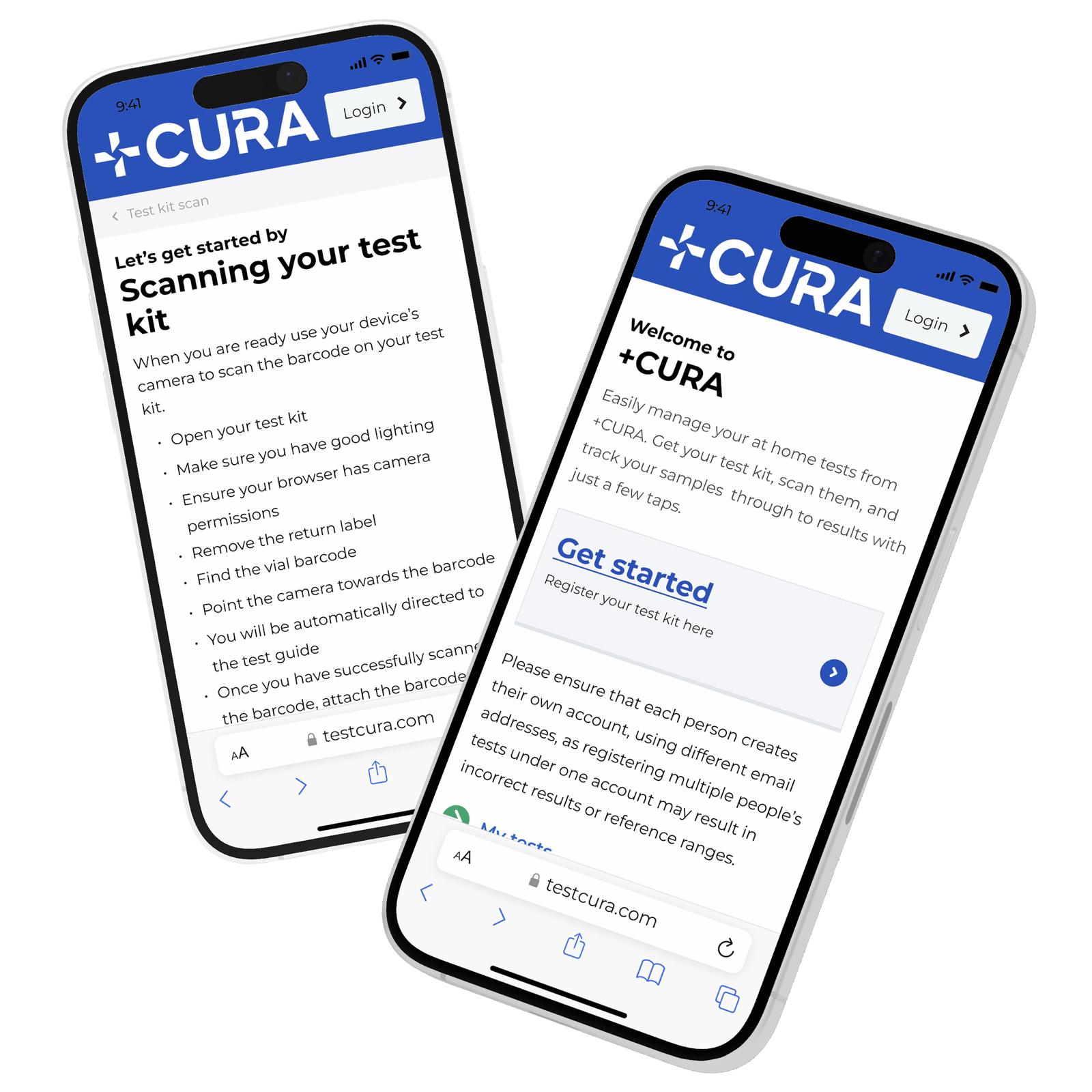 +CURA patient app screens